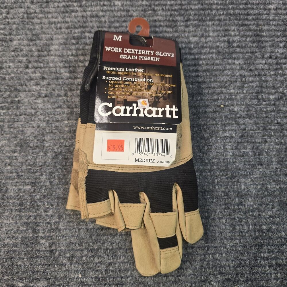 CARHARTT Men's Gloves Medium High Dexterity Secure Cuff A151BRN Premium Gloves
